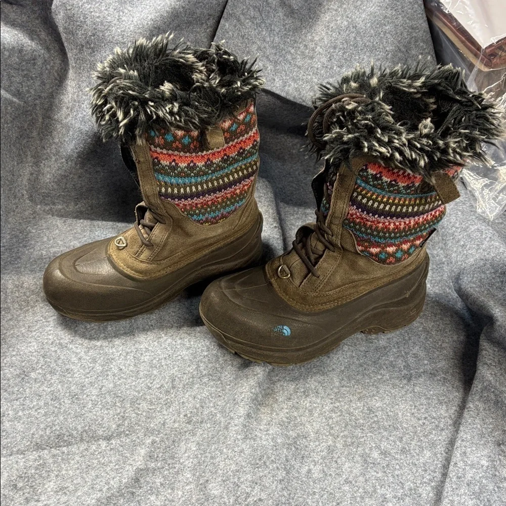 The North Face Shellista II Lace Up Boots Girls 3 Faux Fur Trim Nordic